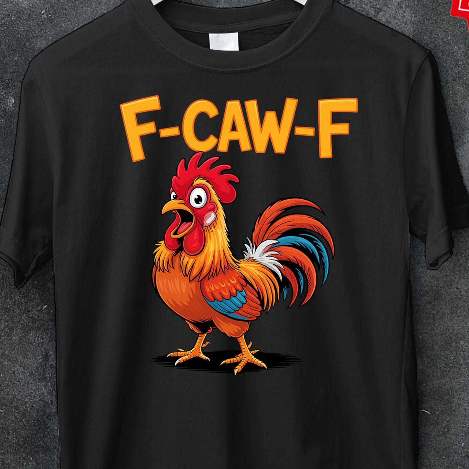 Funny Rooster Meme Shirt, Humorous Chicken F-CAW-F TShirt, funny tee, Joke Farm Animal Graphic Tee, Christmas Chicken T-Shirt, Birthday Gift XL
