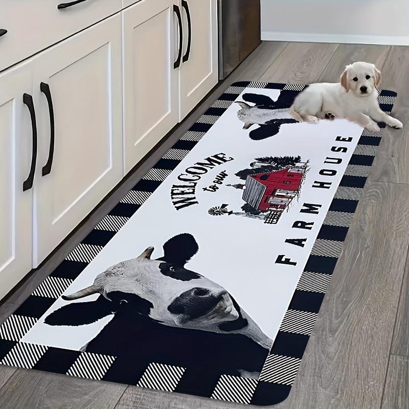 1Pcs Anti Fatigue Kitchen Rugs Cow Print Waterproof Non-Slip Thick Cushioned Kitchen Mat Heavy Duty Comfort Standing Mat for Kitchen