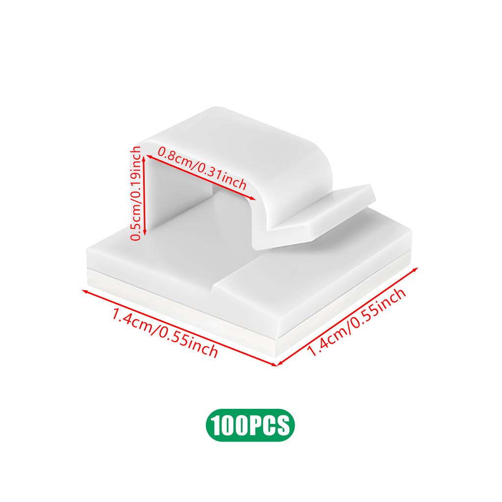 50/100Pcs Wire Cable Holder Clips R-type Black/White Plastic Adhesive Fixed Fastener Clamp for Home Office Desktop Organizer
