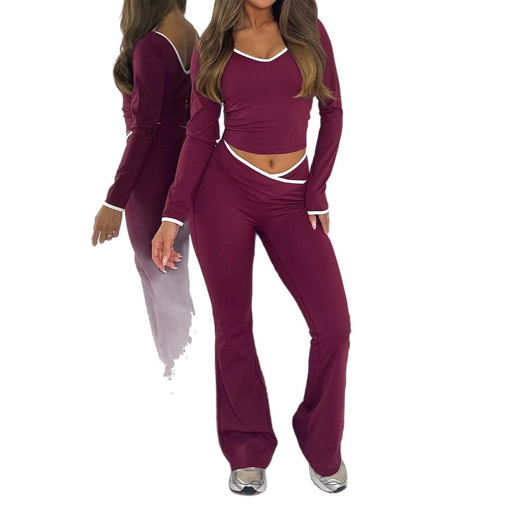 European And American Y2K Sports T-shirt Yoga Pants Women's Suit Women's 2025 Autumn And Winter