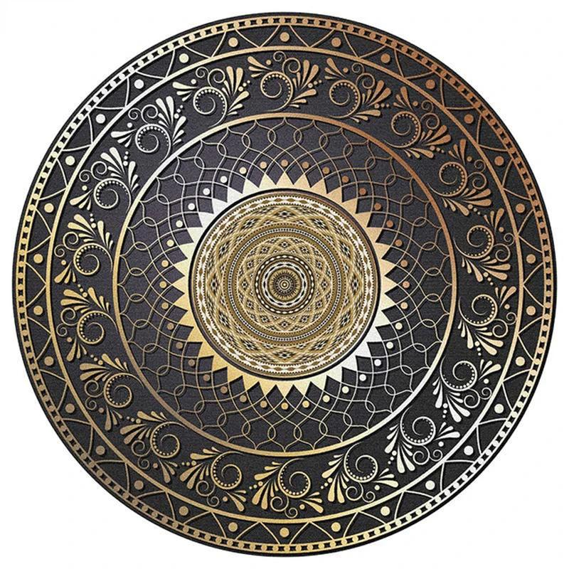 Tappeto Rotondo Orientale Vintage Classico Motivo Floreale Etnico Morbido Antiscivolo Lavabile per Soggiorno Decorazione Casa
