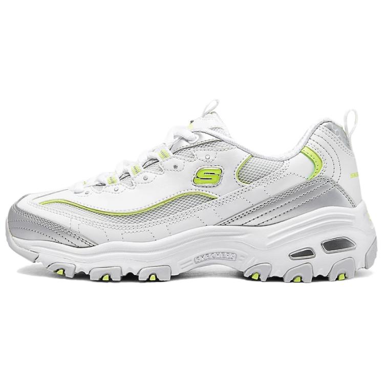 Skechers DLites Comfortable Versatile Casual Fashion Retro Breathable Low-Top Dad Shoes Women sneakers White Silver 150246-WSLM 38