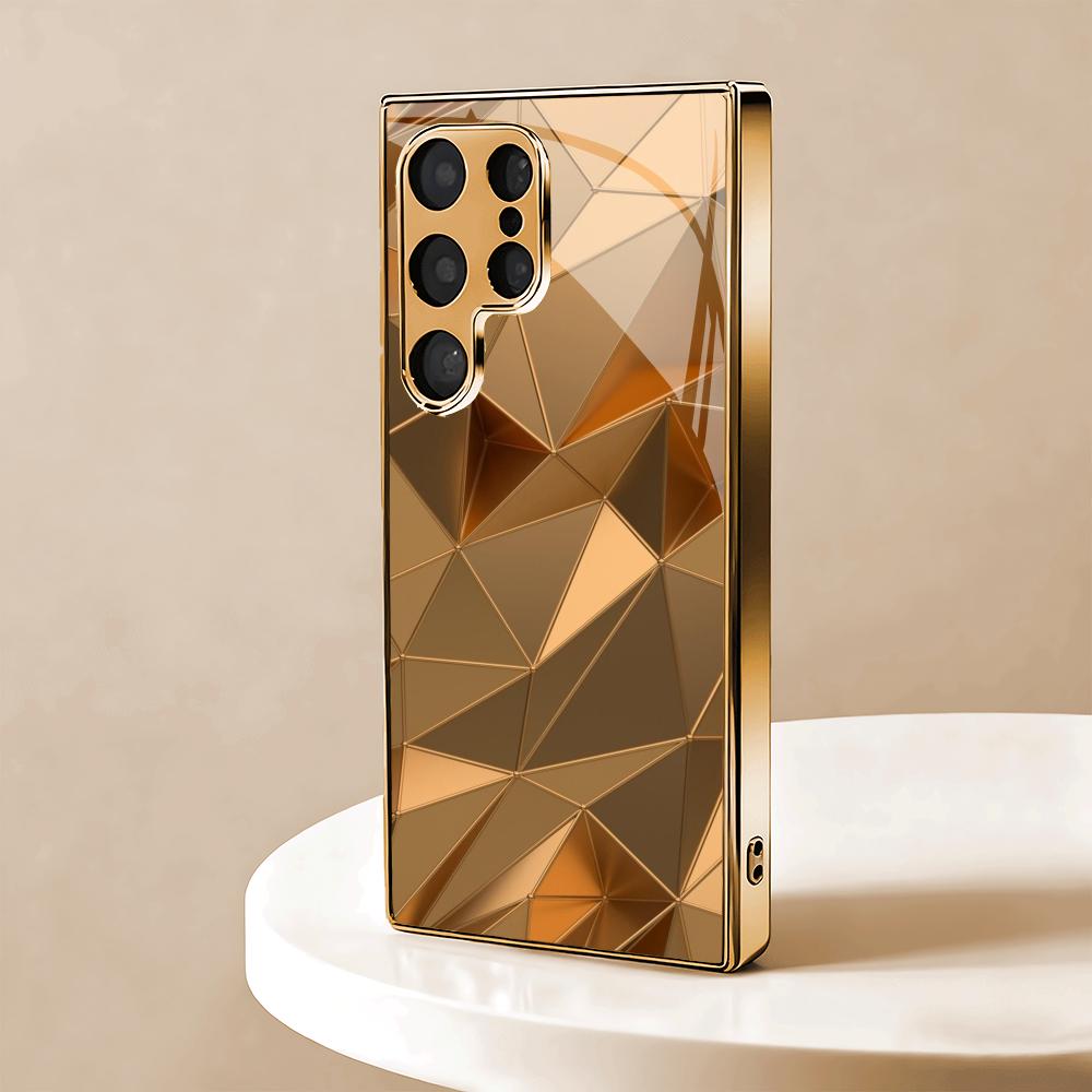 Carcasă de telefon din sticlă placată cu metal cu model neregulat potrivită pentru Samsung Galaxy S26 S25 S24 S22 S21 S20 FE/Ultra/Plus5G anti-cădere