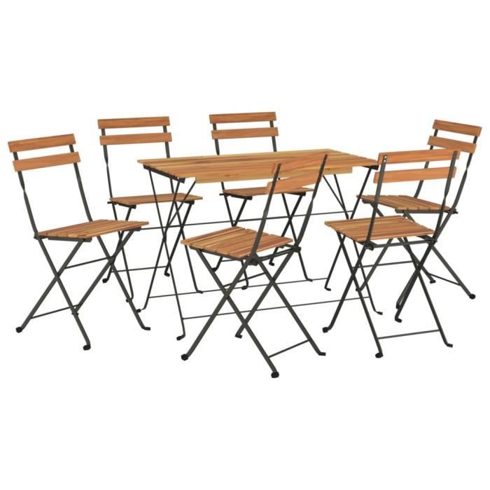 VidaXL Ensemble de bistro pliable 7 pcs bois d'acacia solide et acier 3152099