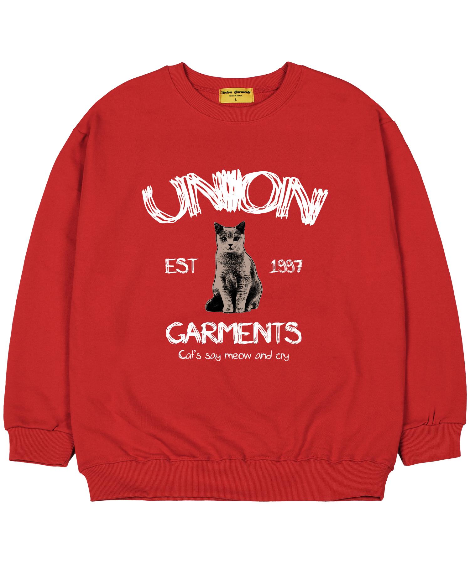Union Garments [С подкладкой из флиса] Свитшот оверсайз  Union Cat  Красный M