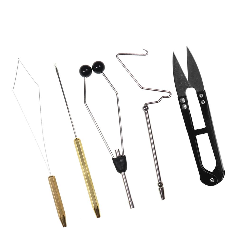 6pcs Fly Tying Tools Combo Kit Fly Tying Vise Bobbin Holder Threader Needle Whip Finisher Scissors