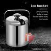 1.3L Double-Wall Ice Bucket with Lid And Tong 6-Hour Cooling Beer Chiller for Bar Home 304 Stainless Steel Insulated Ice Container