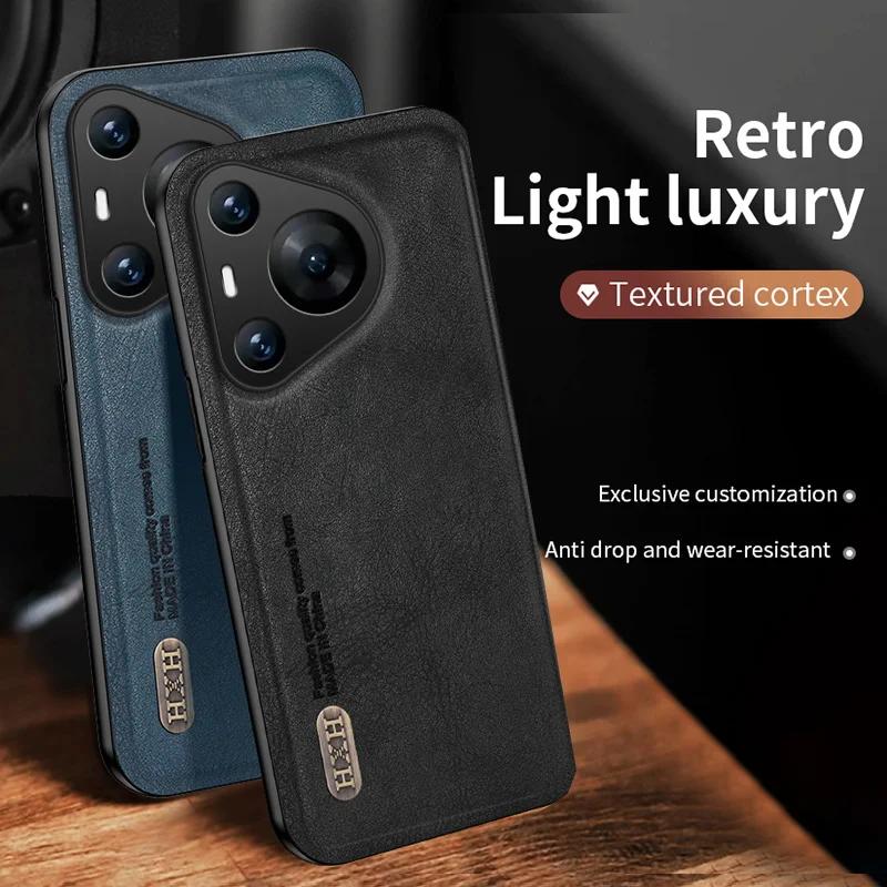 Vintage Leather Phone Case For Huawei Pura 70 P60 P50 P40 P30 Nova 12 11 10 SE Mate 60 50 40 30 Pro Build-in Magnet Iron Cover