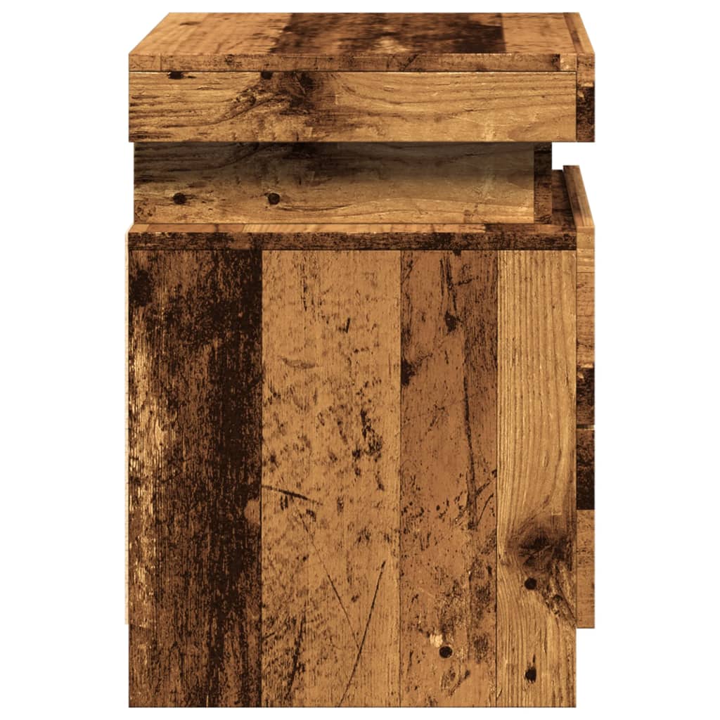 LED Nightstands (2 pcs) Rustic Wood Look 35 x 39 x 55 cm Engineered Wood