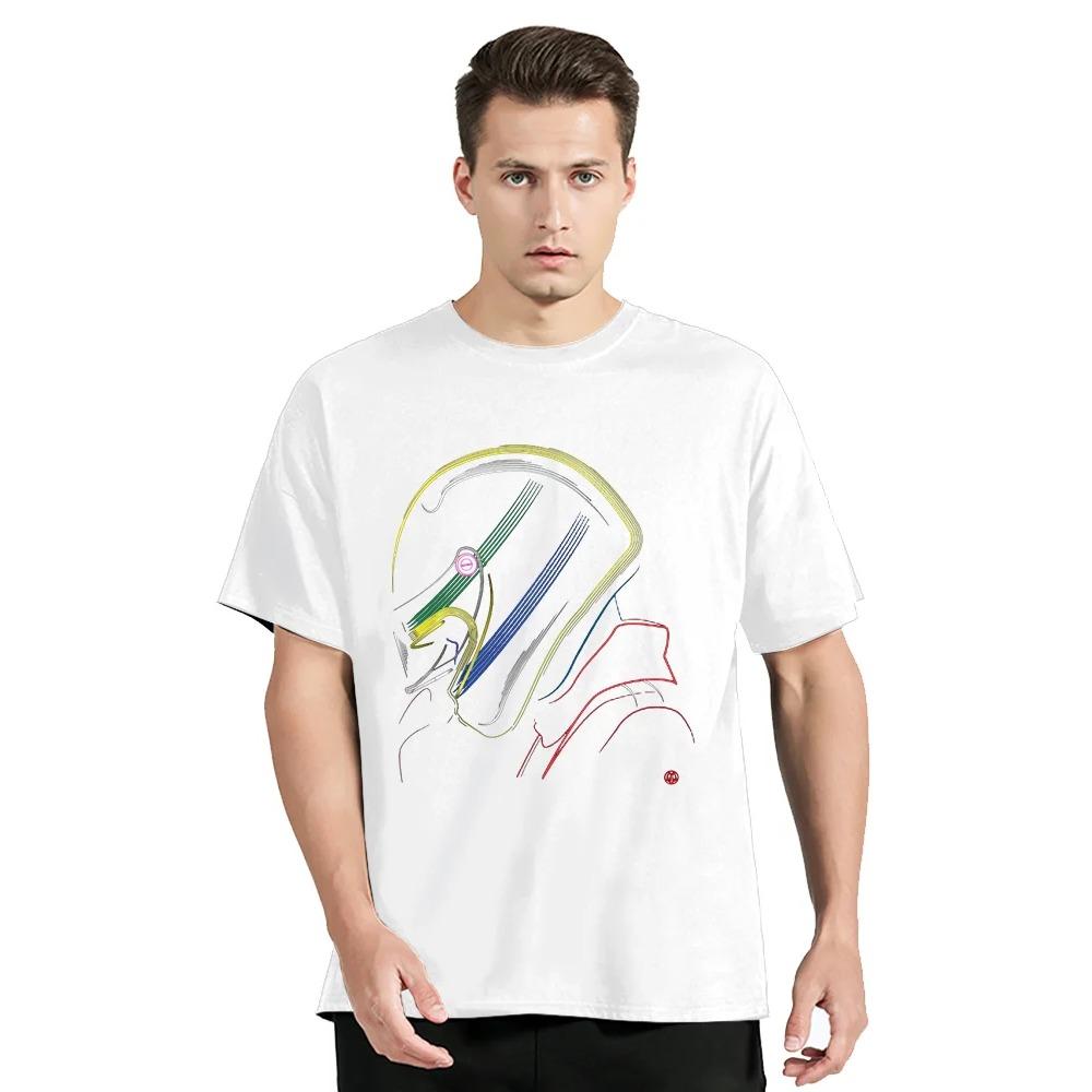 

Мужская футболка со шлемом Айртона Сенны, хлопковая одежда, уникальные футболки с коротким рукавом и круглым вырезом, топы, графическая футболка, уличная одежда XXXL белый