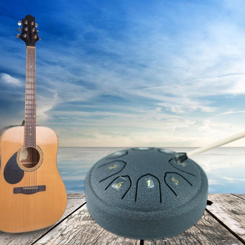 4.5Inch Steel Tongue Drum 8 Notes C Major Tuned Percussion Instrument Handpan Drum Music Tambourine Drum with Mallets