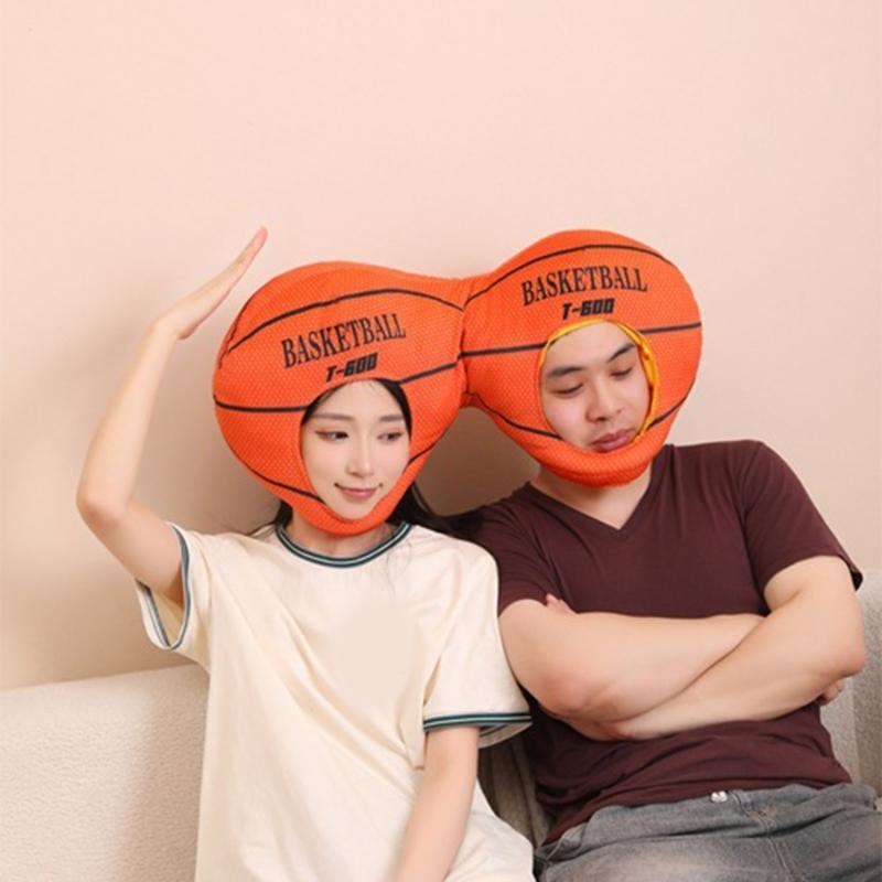 Double Head Basketball Headgear Hat Lovely Photography Props Hat Sport Party and Event Head Accessories for Family Game