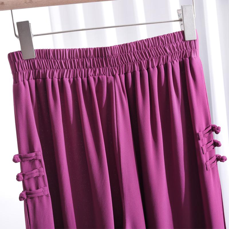 Summer Chiffon High Waist Pants for Women Fashion Wide Leg Pants Ladies Vintage Clothes