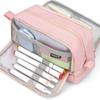 Large Capacity Pencil Bag Pen Case Solid Color Pencil Case Double Layers Pencil Pouch Pen Bag School Office Supplies