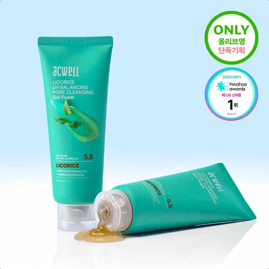 Acwell Licorice pH-балансирующий очищающий гель-пенка для пор, двойной набор (160мл+160мл) Double Set