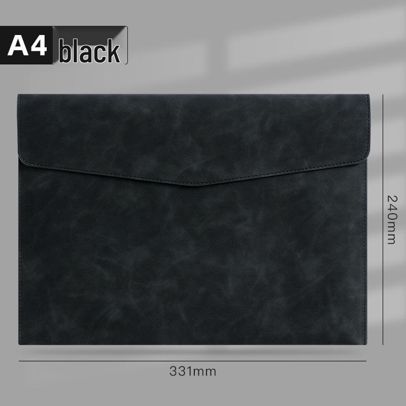 A4 PU Leather Zipper Pouch: Business Office File Bag & Stationery Folder