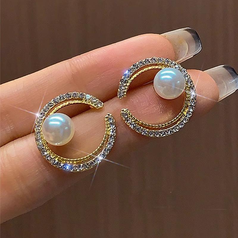 Imitation Round Crystal Drop Earrings for Women Minimalism Temperament Fashion Party Jewelry KTJ