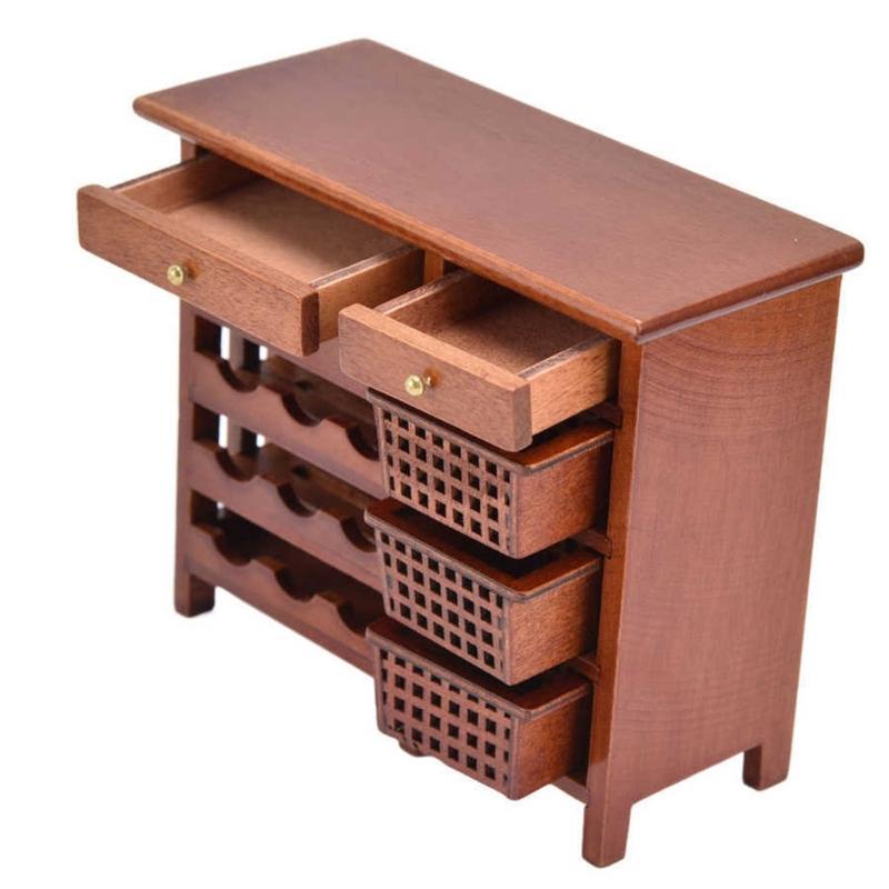 Doll House Wine Display Cabinet With Intricated Detail For 1/12 Scale Miniature Furniture Dinning Room Scene Arrangement
