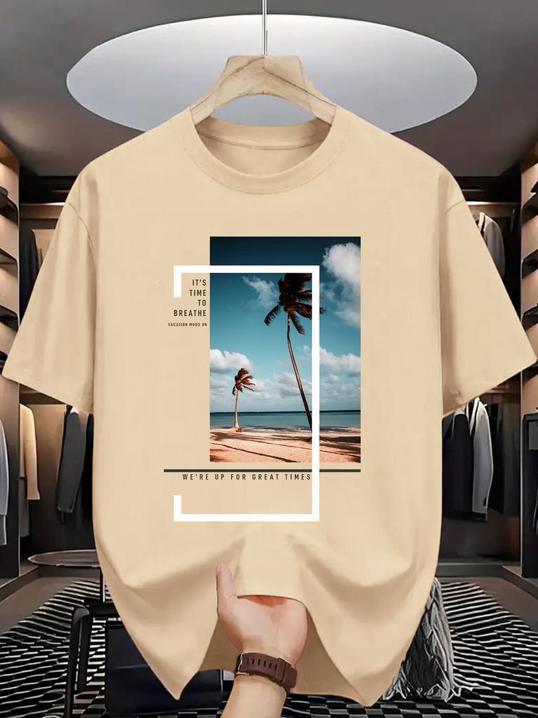Summer Mens Fashion Pattern Short Sleeved Tshirt Summer Casual Daily Short Sleeved Fashion Design Letter Print