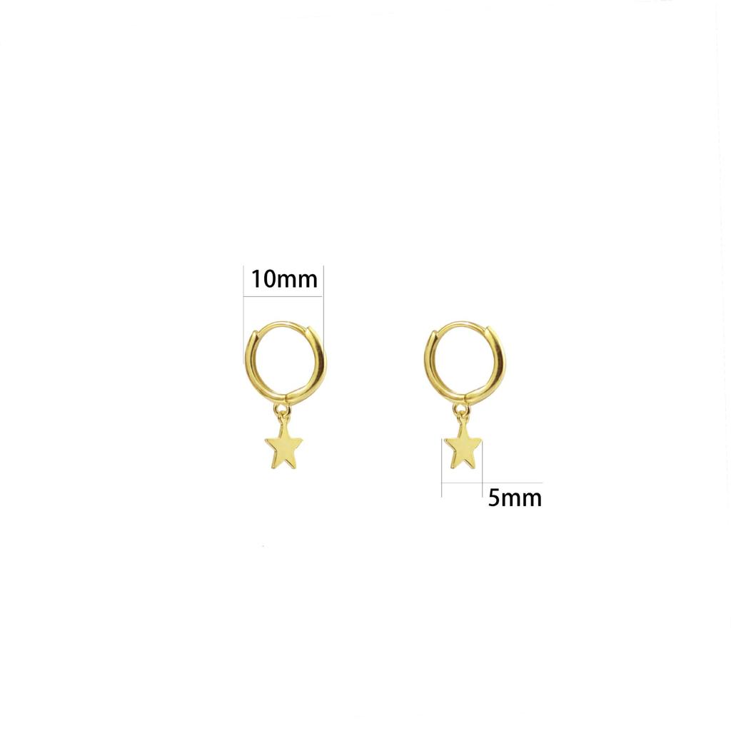 Rockyu Pierced Star Earrings for Women and Silver Dangling Stainless Steel Star Both Ring New York Style Men, Popular, Hoop, Earrings, Ring,