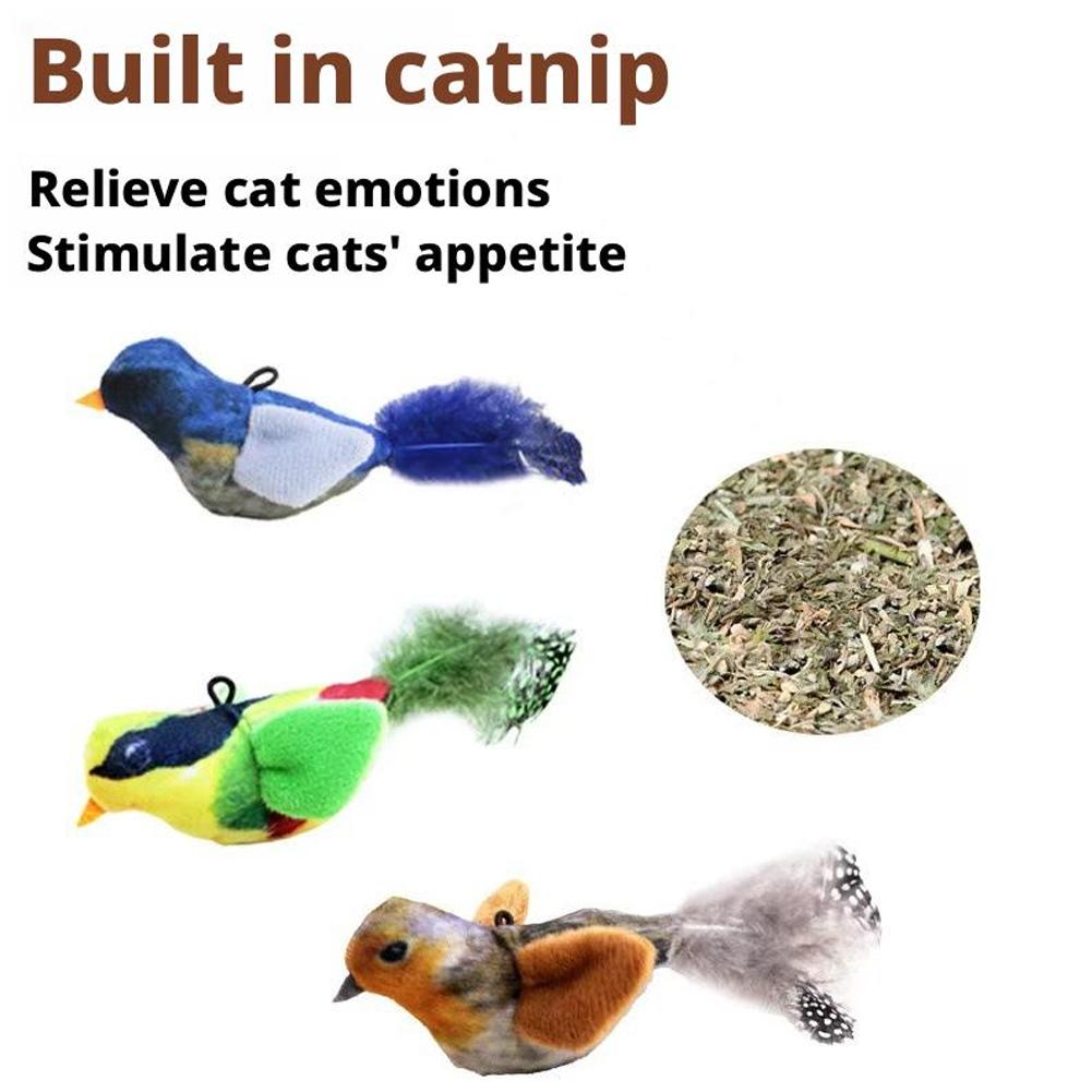 Physical Mechanical Sound Simulation Bird Bite Resistant Cat Toy Elasticity Chirp Igh Chirp Hig J0B3