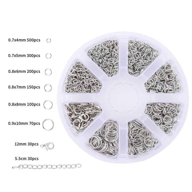 Cross-Border DIY Jewelry Kit: 8-Compartment Box Set with Lobster Clasp, Bracelet & Necklace Components