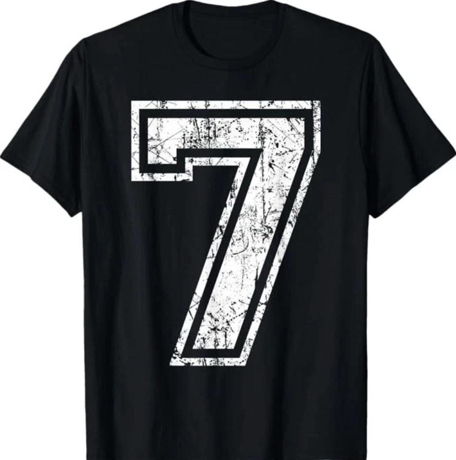 Sports Jersey Grunge Number 7 T-Shirt Fan Team Player Retro Athletic Tee L