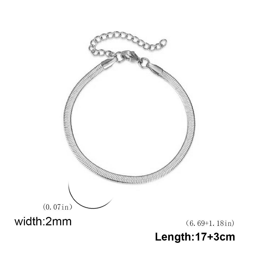 Simple Gold Snake Chain Necklace And Bracelet Set Fashion Flat Snake Bone Chain Unisex Jewelry