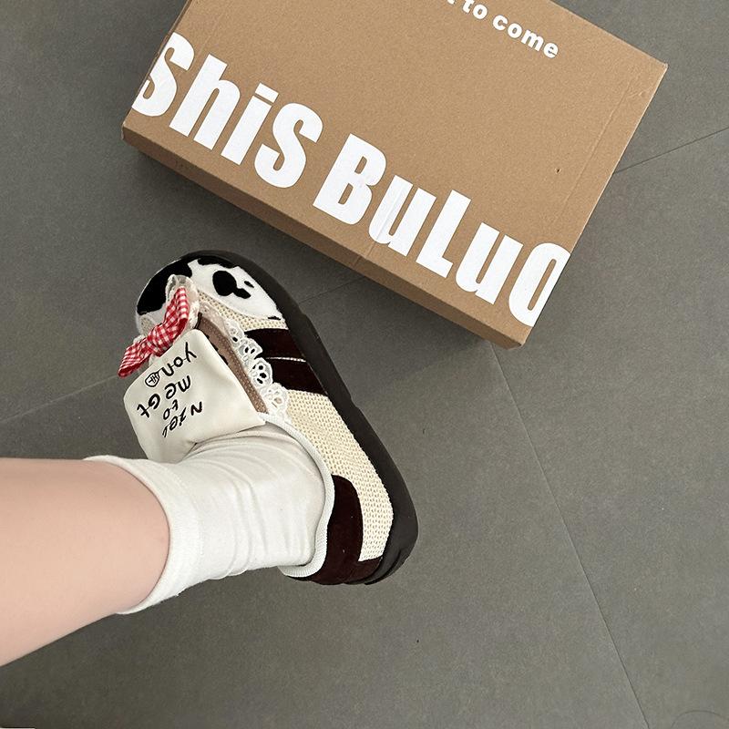 Cute versatile niche style flip ballet puff single shoes women's 2025 spring new ugly cute casual moral training shoes tide