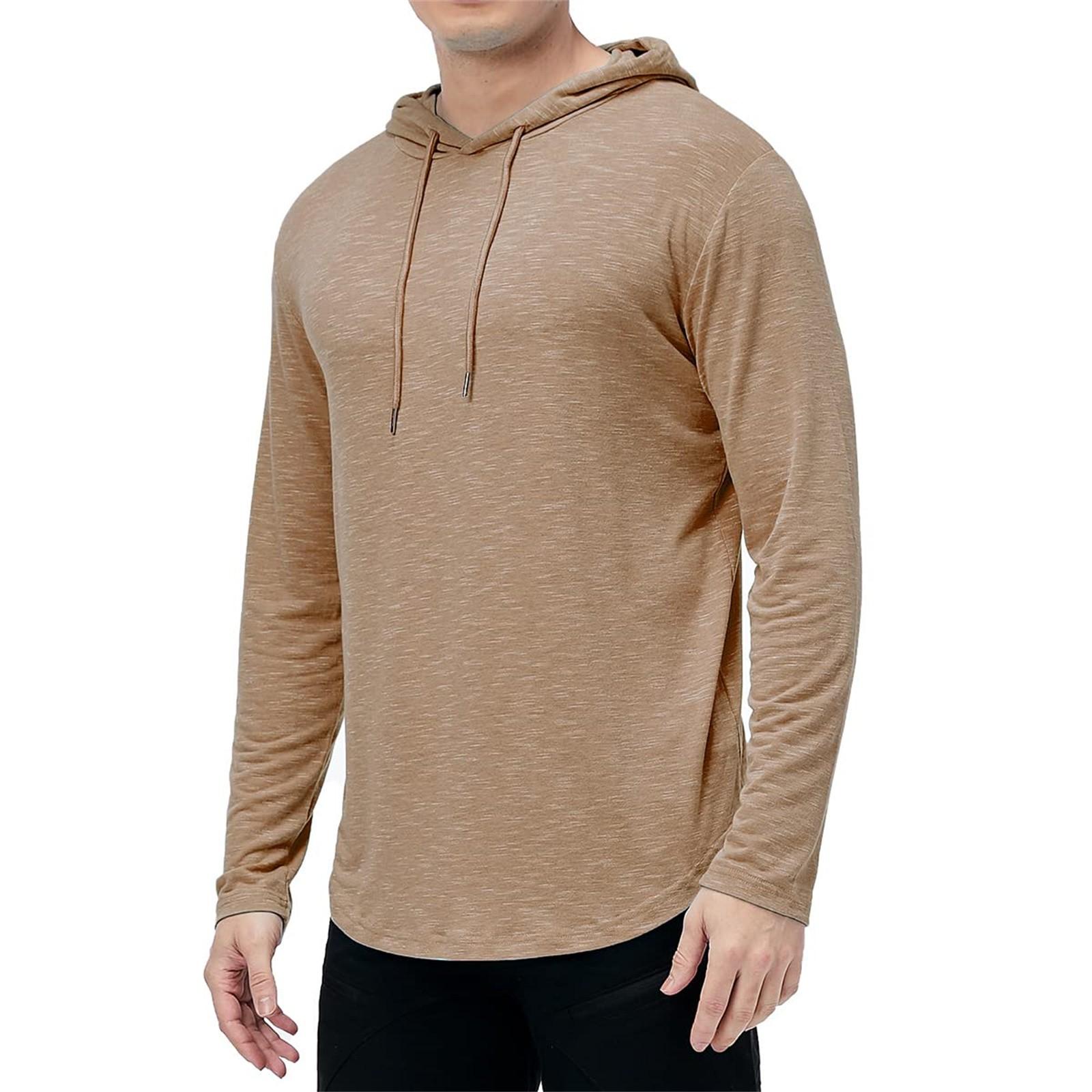 

Mens Casual Hooded Coat Solid Color Long-Sleeved Sports Hoodie S
