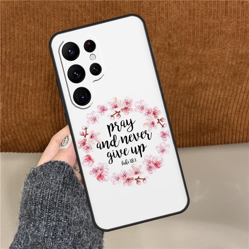 Bibelvers Glaube Jesus Kreuz Handyhülle Für Samsung Galaxy S25 Ultra S9 S10 S20 S21 S22 Plus S24 FE S23 Ultra Rückseite