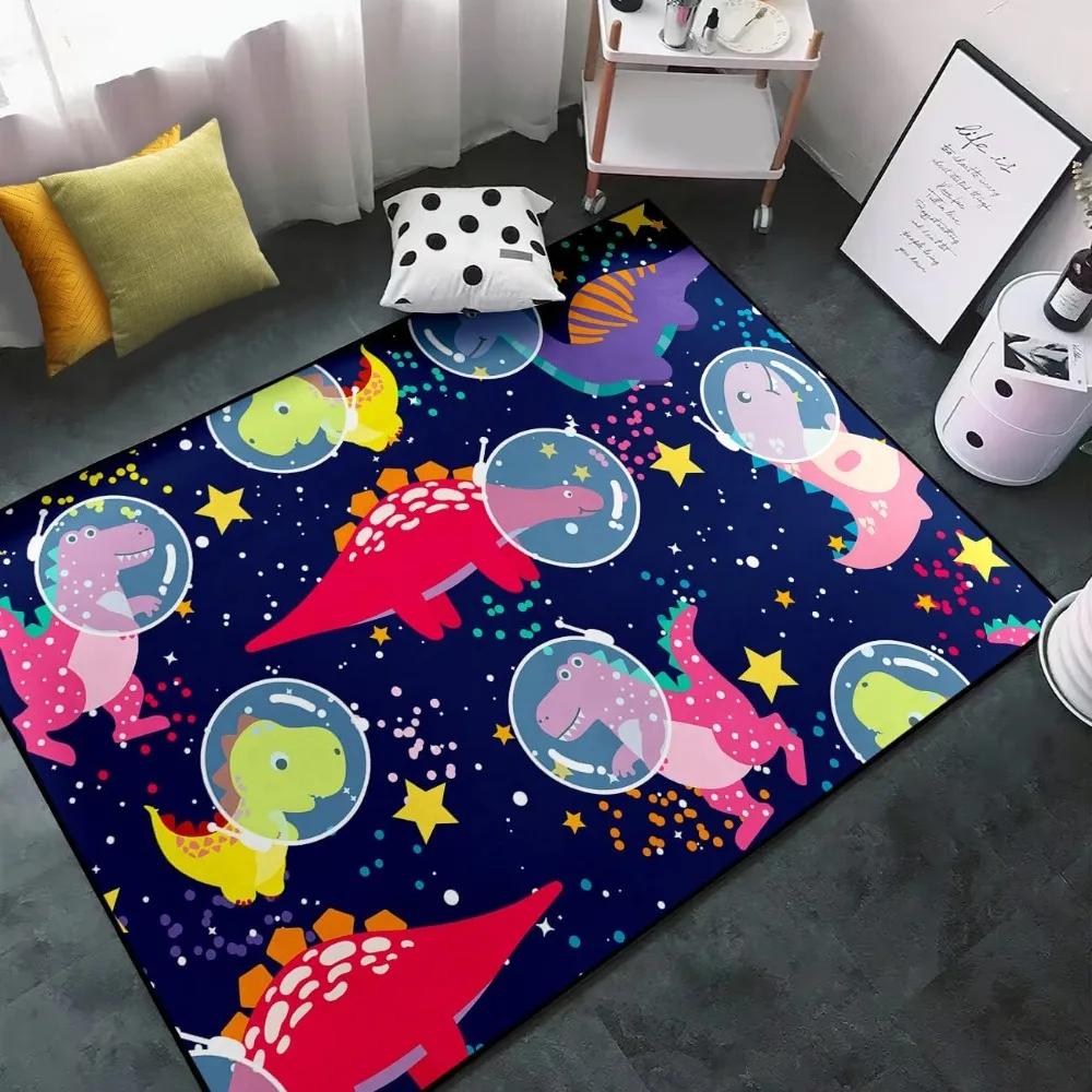 Boys Bedroom Dinosaur Rug Cartoon Dino Area Rugs Funny PlayMat Cute Printed Carpet Polyester Floor Mat Living Room Decor Doormat