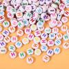 Alphabet Beads: Colorful A-Z Single Letter Round Beads for DIY Jewelry – Flat, White Background, Straight Hole for Stringing Phone Chains & More
