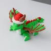 3D Printed Christmas Dragon Figure with Santa Hat Articulated Magic Dragon Model Toy Poseable Xmas Decor Ornament Kids Gift