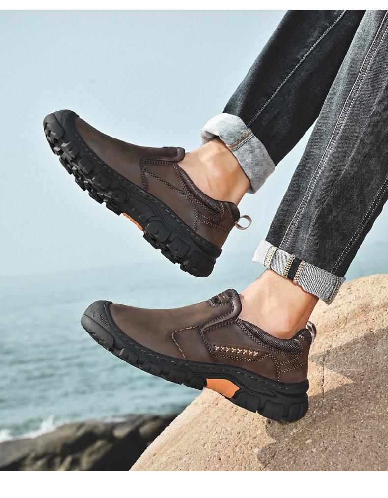 Men's Thick Sole Wear-Resistant Leather Hiking & Casual Shoes