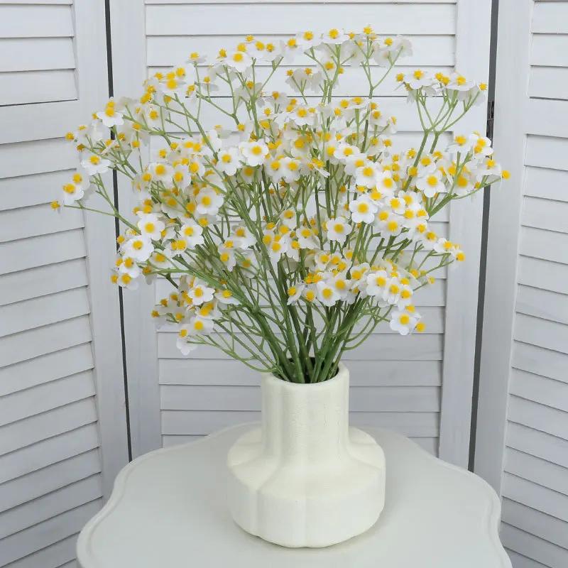 Wedding Decor Artificial Flowers Silk Small Daisy Plant Auditorium Decoration Fake Flower Simulation Yellow Chamomile Branches