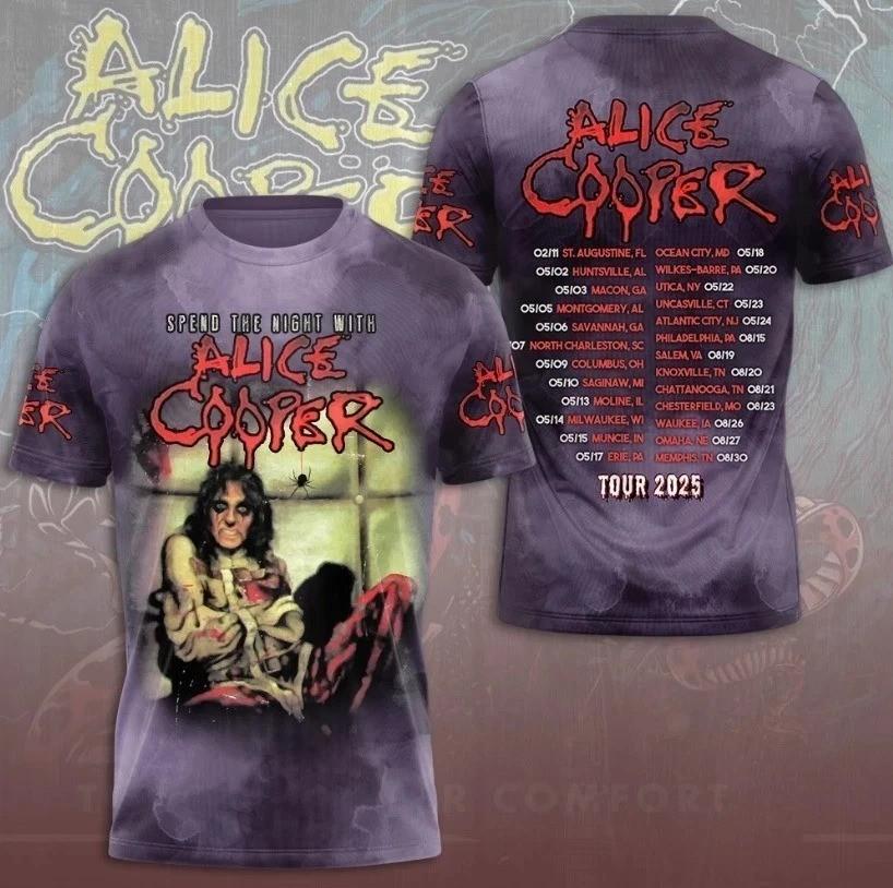Alice Cooper 2026 Tour 3D size S-5XL 2 SIDE T-Shirt GIFT HALLOWEEN L