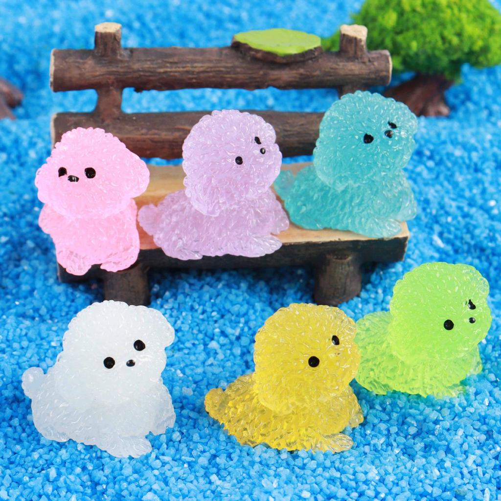 Nightglow 5Pcs/10Pcs Puppy Ornament Home Desk Fluorescence Mini Dog Decoration Room Office Car Cute Diy Resin Ornament Crafts