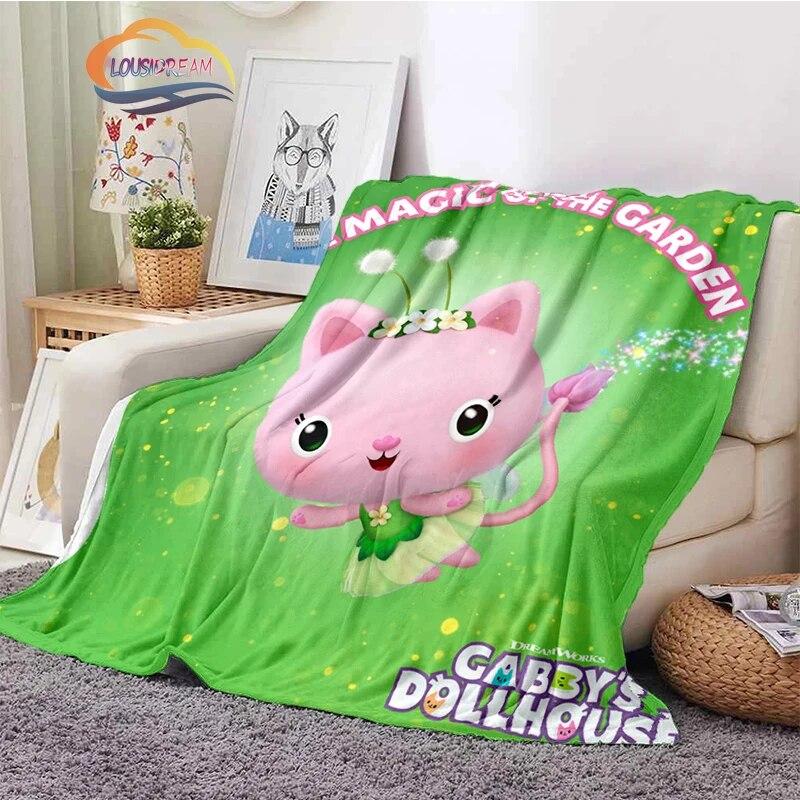 Cartoon Gabby's Dollhouse Cute Cashmere Blanket Children and Girls Warm Portable Plush Cozy Throw Blanket Bed Sofa Blanket