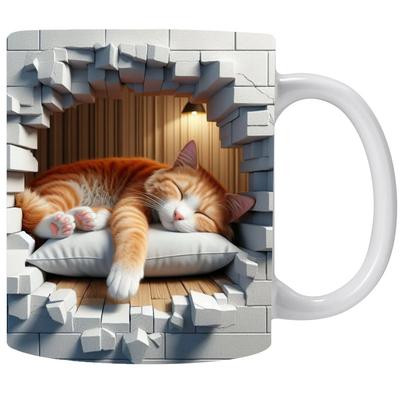 3D Pet Kitten Birus Cat Ceramic Coffee Mark Cup Pet Water Cup 2024 New Gift Kitten