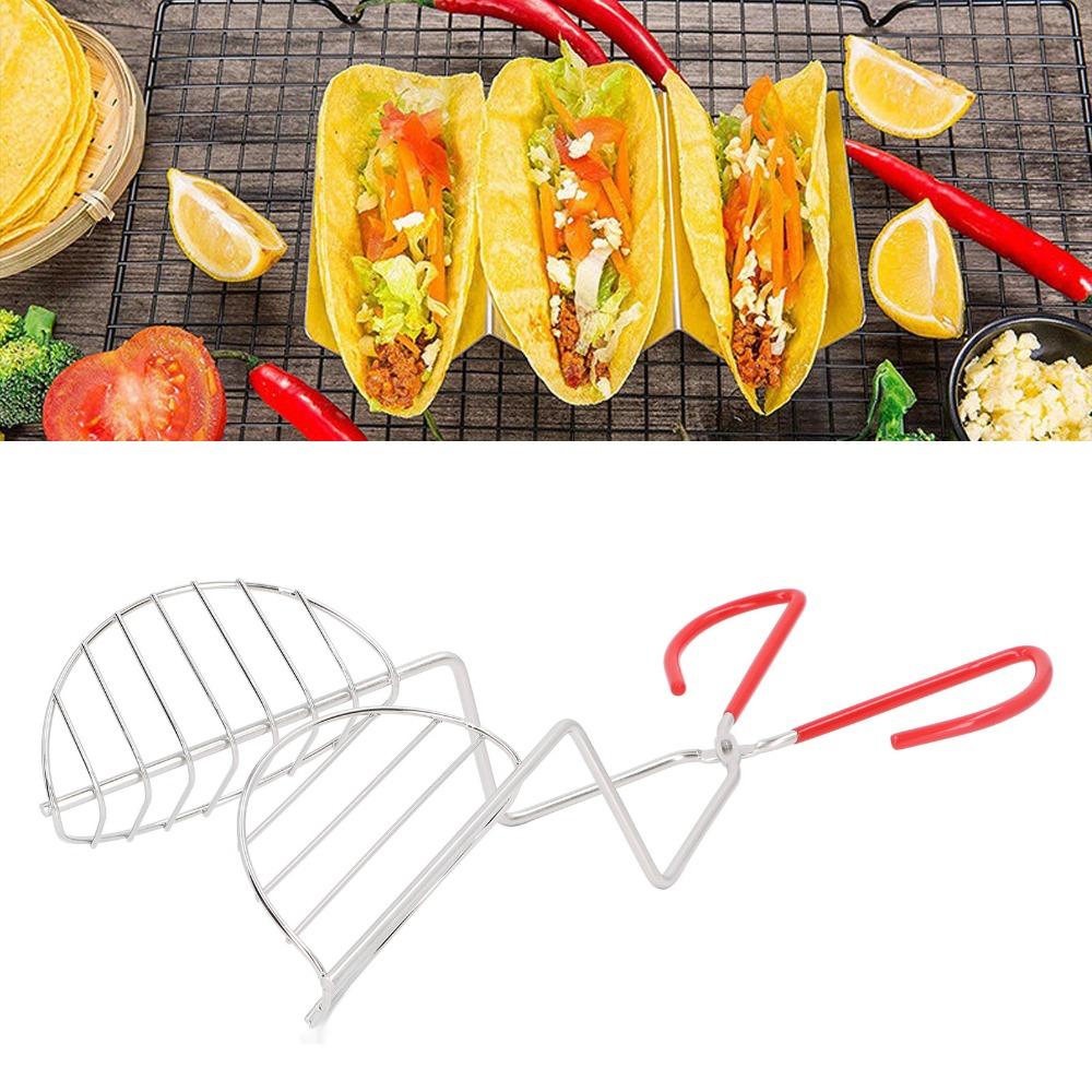Edelstahl Tortilla Presse Maker Silber Taco Frittier Zange Langlebiger Taco Schalen Halter Frittieren