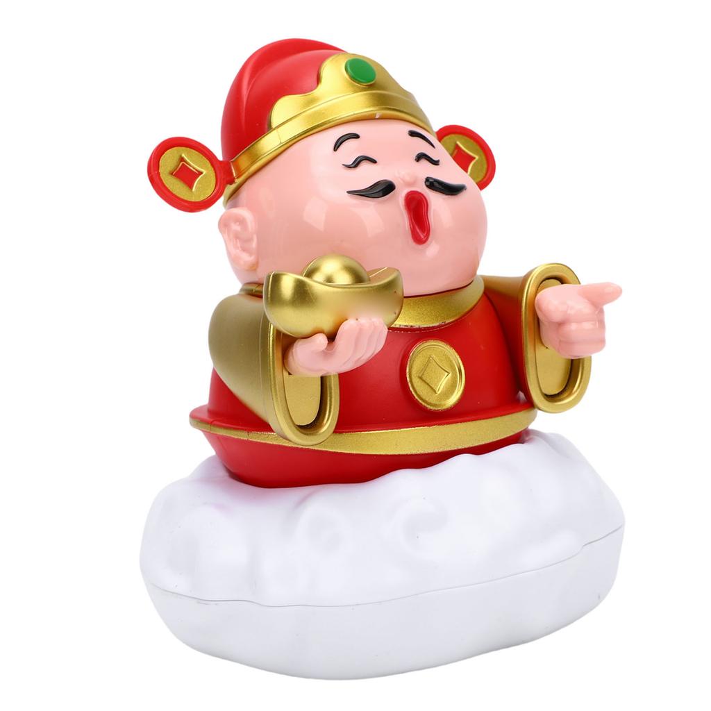 Caishen Statue Solar Powered Auto Shaking Tsai Shen Yeh Figurine Wealth Fortune Statue for Home Store   Car