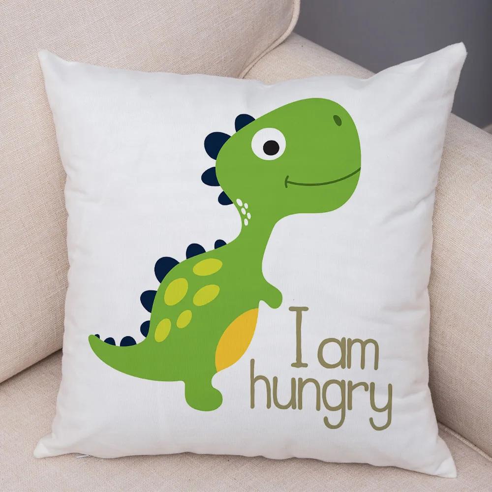 Niedlicher Jurassic Dinosaurier Kissenbezug Dekorative Cartoon Tier Kissenhülle Kinderzimmer Sofa