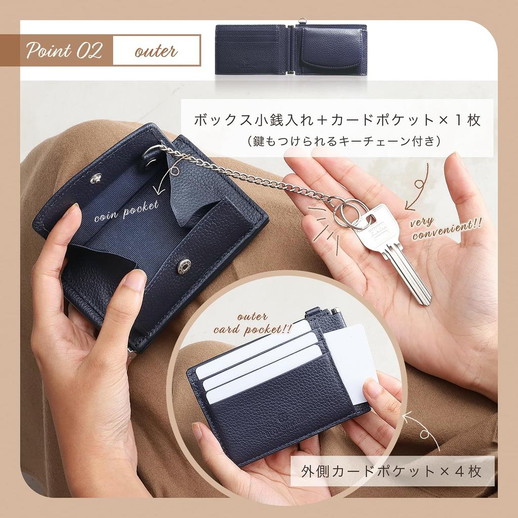 Pass Coin Genuine Butterfly Card Transparent Commuter Key Chain PC8 [BLUE SINCERE] Case, Purse, Thin, Leather, Men's, Women's, Case, Window, Driver's