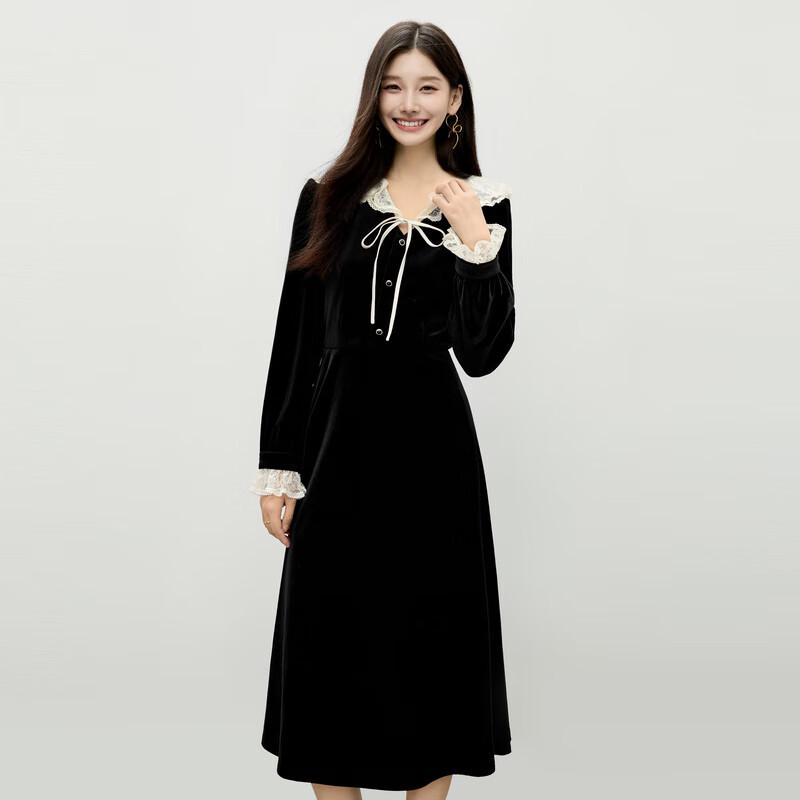 

Платье из бархата и кружева в стиле французского ретро Хепберн L