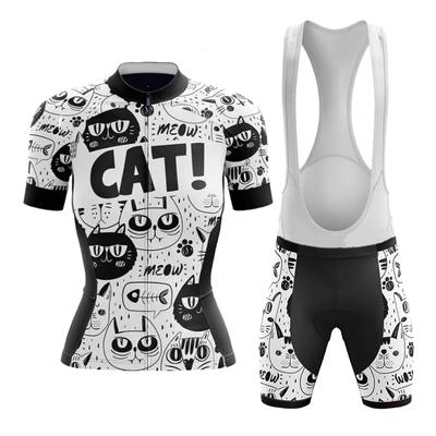 Cartoon Cat Style Cycling Jersey Set 2026 Summer Women's Short Sleeve Road Bicycle Cycling Clothing Quick-dry Outdoor MTB Bike Racing Wear