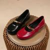 Niche literary style soft leather metal flat Mary Jane shoes women's 2025 European station round head retro temperament single shoe trend