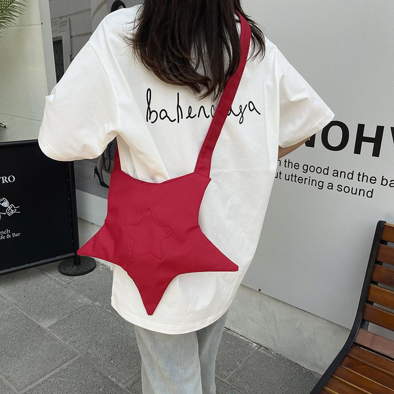 Cute Star Shape Shoulder Bag Tote Large Capacity Handbag Women Commute Casual Crossbody Bag Trendy  Niche Design Bag Gift