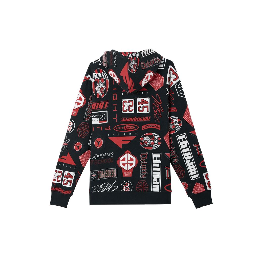 Jordan Essentials Fleece Printed Hoodie Men Tops Black Campus-Red HM7255010