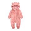 Newborn Baby Boys Winter Fleece Jumpsuit Solid Hooded Romper Zipper Coat Outwear
